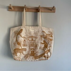 Sezane beige Tote Bag with Wildlife Design
